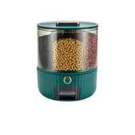 Detailed information about the product Green Small 23*23*28cm 6 Grid Grain Storage Box Rotating Partition Sealed Jar Food Grade Transparent Round Rice Bucket for Kitchen