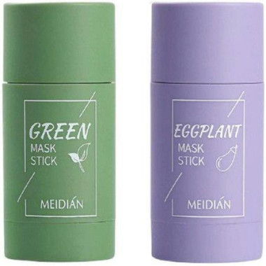 Green Tea Purifying Clay Stick Mask - Moisturizes And Controls The Oil Acne Clearing And Blackhead Remover 40g Eggplant + Green Tea.