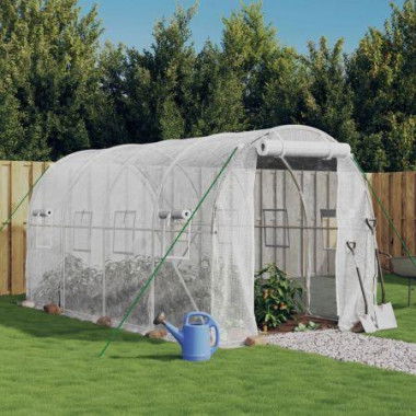 Greenhouse with Steel Frame White 8 mÂ² 4x2x2 m