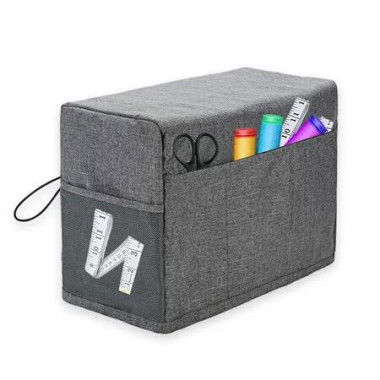 Grey 46*32*21cm Foldable Sewing Machine Dust Cover with Storage Pockets Universal Protective Cover