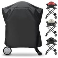Detailed information about the product Grill Cover for Weber Q Series Grill on Cart - 7113 BBQ Cover for Q2000/Q200/Q1000/Q100 with Portable Stand, 600D Heavy Duty & Waterproof BBQ Cover for Weber Q2200, 2400, 1200, 1400 and More