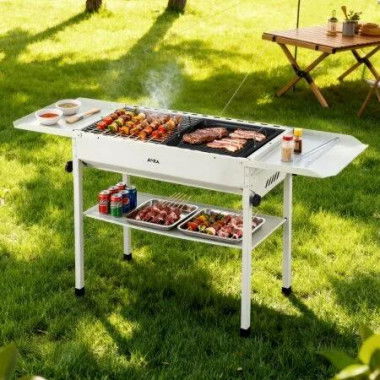 Grillz Portable BBQ Grill w/ Stainless Steel Racks & Pans for Outdoor