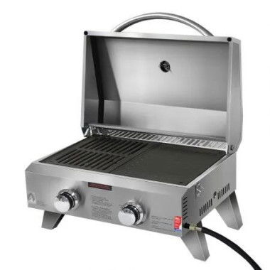 Grillz Portable Gas BBQ Grill 2 Burners with 2 Plates