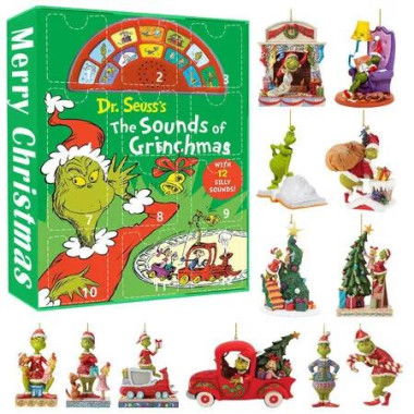 Grinch Advent Christmas Calendar Green Monster 12 Pieces Figures Cute Cartoon Dolls Stocking Stuffer Filler GJ171-004 Festive Holiday Gift Kids