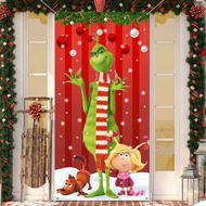 Detailed information about the product Grinch Christmas Decorations Grinch Door Cover Red Backdrop Funny Xmas Hanging Banners Merry Christmas Porch Sign for Indoor Outside