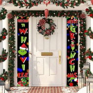 Detailed information about the product Grinch Christmas Decorations Grinch Porch Sign Door Banner Merry Grinchmas Theme Photography Yard Sign Banner F