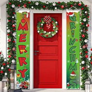 Detailed information about the product Grinch Christmas Decorations Grinch Porch Sign Door Banner Merry Grinchmas Theme Photography Yard Sign Banner H