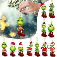 Detailed information about the product Grinch Christmas Decorations Hanging Christmas Green Acrylic Car Hanging Ornaments Christmas Tree Holiday Decorations Prop