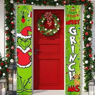 Detailed information about the product Grinch Christmas Decorations Porch Sign Door Banner, For Home Office Christmas New Year Party Decorations