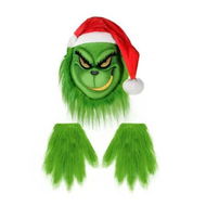 Detailed information about the product Grinch Christmas Mask with Red Hat and Glove, Costume Christmas Holiday Party Costume Props