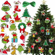 Detailed information about the product Grinch Christmas Tree Ornaments, 15 Pieces Grinch Paper Christmas Hanging Ornaments for Holiday Decorations