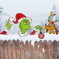 Detailed information about the product Grinch Fence Peeker Outdoor, Grinch Christmas Decorations for Garden Wall