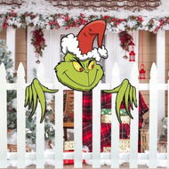Detailed information about the product Grinch Fence Peeper Cute Christmas Decorations Outdoor Funny Christmas Fence Yard Signs Holiday Xmas Garden Courtyard Wall Decoration