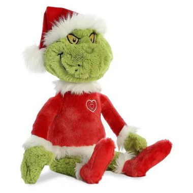 Grinch Santa Stuffed Animal 16 Inch Plush Toy Festive Christmas Soft Gift Kids Holiday Cuddly Decor Cheerful Companion Green and Red
