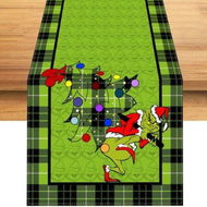 Detailed information about the product Grinch Table Runner Merry Grinchmas Tablecloth Winter Xmas Christmas Decorations and Supplies for Home Kitchen Table-33*183cm