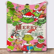 Detailed information about the product Grinch Throw Blanket 100*130cm,Grinch Christmas Couch Blanket Flannel Bedding Grinch Theme Christmas Decorations