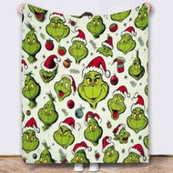 Detailed information about the product Grinch Throw Blanket 100*130cm,Grinch Christmas Couch Blanket Flannel Bedding Grinch Theme Christmas Decorations