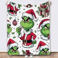 Detailed information about the product Grinch Throw Blanket 100*130cm,Grinch Christmas Couch Blanket Flannel Bedding Grinch Theme Christmas Decorations
