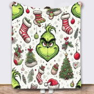 Detailed information about the product Grinch Throw Blanket 100*130cm,Grinch Christmas Couch Blanket Flannel Bedding Grinch Theme Christmas Decorations
