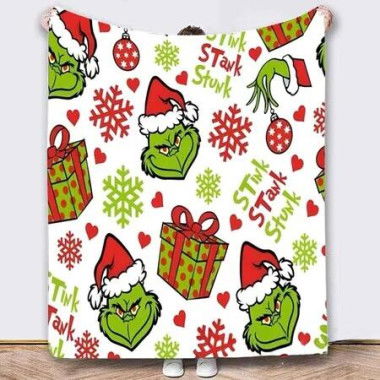 Grinch Throw Blanket 100*130cm,Grinch Christmas Couch Blanket Flannel Bedding Grinch Theme Christmas Decorations