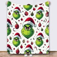 Detailed information about the product Grinch Throw Blanket 100*130cm,Grinch Christmas Couch Blanket Flannel Bedding Grinch Theme Christmas Decorations
