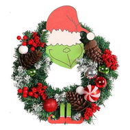 Detailed information about the product Grinch Wreath Christmas, Outdoor Winter Front Door Holiday Wreath, Fireplace Porch Red Berry Clusters Sign Indoor Handmade Decor