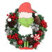 Grinch Wreath Christmas, Outdoor Winter Front Door Holiday Wreath, Fireplace Porch Red Berry Clusters Sign Indoor Handmade Decor. Available at Crazy Sales for $26.95