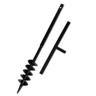 Ground Drill With Handle Auger Bit 100 Mm Double Spirals Steel Black