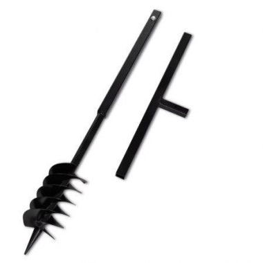 Ground Drill With Handle Auger Bit 120 Mm Double Spirals Steel Black