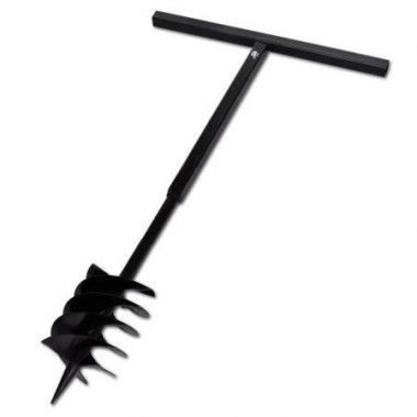 Ground Drill With Handle Auger Bit 180mm 3 Spirals Steel Black