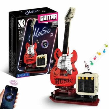 Guitar Music Interactive Building Set for Music Lovers, DIY Guitar Model Toy, Reverb Amplifier Authentic Accessories, Perfect Way to Rock Gift Giving