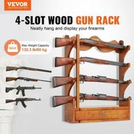 Detailed information about the product Gun Rack 4-Slot Wood Gun Rack Wall Mount Gun Display Rack holds 4 Rifles