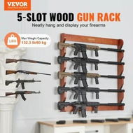 Detailed information about the product Gun Rack Wood Gun Rack Wall Mount Gun Display Rack holds 5 Rifles Shotguns 132 lb Heavy Duty Wall Storage Display Rifle Rack with Soft Padding