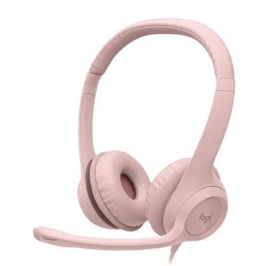 H390 Wired Headset for PC Laptop, Stereo Headphones with Noise Cancelling Microphone, Pink