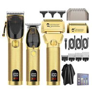 Detailed information about the product Hair Clippers for Men Professional Barber Trimmer Set Electric Cordless Foil Shavers Razor Cutting Grooming Kit(Gold)