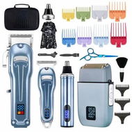 Detailed information about the product Hair Clippers for Men Zero Gapped T-Blade Trimmer Cordless Nose Hair Trimmer Electric Foil Shaver Rechargeable Hair Grooming Set with LED Display (Blue)
