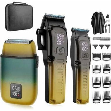 Hair Clippers Trimmer Shaver Set Cordless Professional Barber Salon Mens Zero Gap T Blade Cutting Kit Grooming Precision Fade