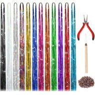 Detailed information about the product Hair Extension Tinsel With Tool 12 Colors 120cm Hair Extension Tinsel Kit Glitter Hair Accessories For Christmas New Year Halloween Cosplay Party