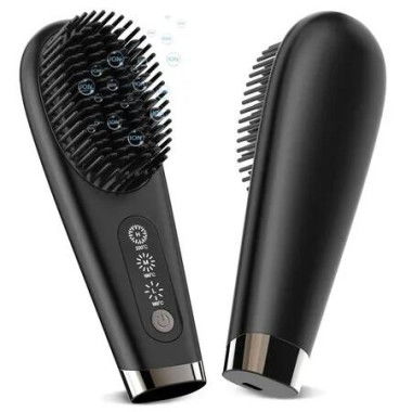 Hair Straightener Brush Fast Heating Brush Anti-Scald Hair Straightener Comb Hot Comb with 3 Temps LCD Display Auto-Off Function for Home Office