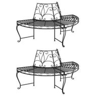 Detailed information about the product Half Round Tree Bench 2 pcs Ã˜160 cm Black Steel