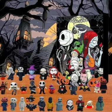 Halloween Advent Calendar, Halloween Countdown Calendar Contains 24 Gifts, Scary Doll Horror Figures Gift for Kids