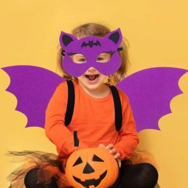 Halloween Bat Costume Set Bat Mask Wing Props Cosplay Party Dress Up Accessories (Purple) Age 3-5.