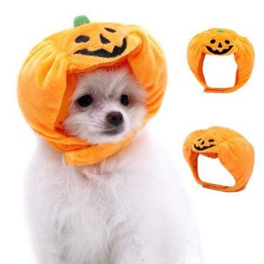 Halloween Costumes Pet Pumpkin Hat Funny Halloween Party Costume Props Cute Headdress For Small Dogs (3 Pack).