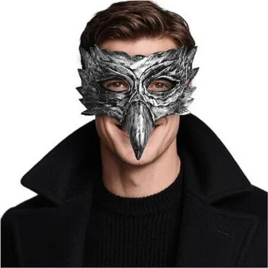 Halloween Crow Mask Bird Mask Eagle Masks Cosplay Masquerade Masks for Men Women Party Supplies Silver
