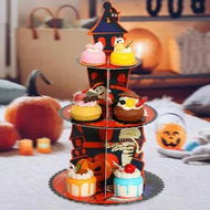 Detailed information about the product Halloween Cupcake Stand,3 Tier Halloween Cupcake Stand,Halloween Themed Cake Stand,Pumpkin Dessert Stand For Halloween Party Dessert Decoration