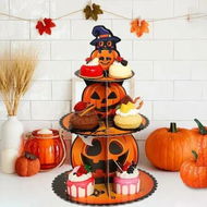 Detailed information about the product Halloween Cupcake Stand,3 Tier Halloween Cupcake Stand,Halloween Themed Cake Stand,Pumpkin Dessert Stand For Halloween Party Dessert Decoration