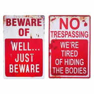 Detailed information about the product Halloween Decoration Halloween Signs Retro Chic Metal Signs Halloween Decor Signs-No Trespassing We're Tired of Hiding The Bodies & Beware of Well Just Beware