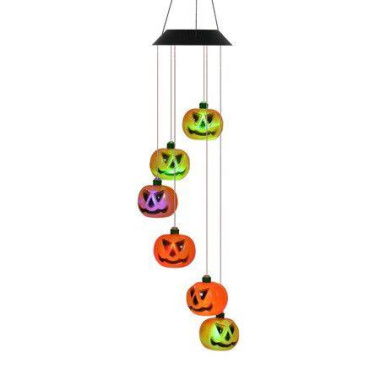 Halloween Decoration Props LED Solar Jack-o -Lantern Wind Chimes Lamp Courtyard