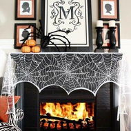 Detailed information about the product Halloween Decorations Black Lace Spiderweb Fireplace Mantle Scarf Cover for Halloween Mantle Decor Festive Party Supplies (White,45x248cm)