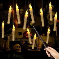 Detailed information about the product Halloween Decorations Hanging Candles,12 Pack Candles With Wand Magic,Flickering Warm Light Floating LED Candle For Harry Potter Party Decorations